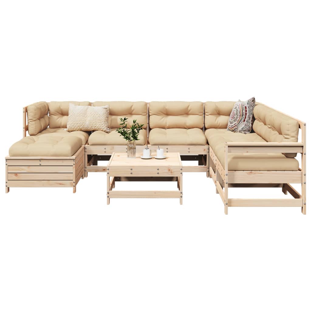 Set Divani da Giardino 8 pz in Legno Massello di Pino