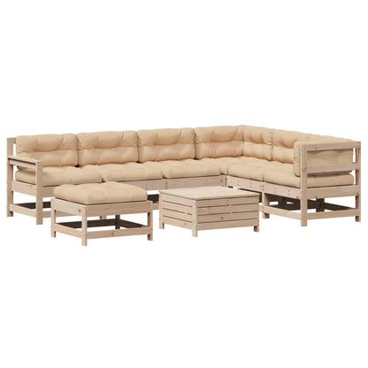 Set Salotto Giardino 8 pz Cuscini Antracite Legno Massello Pino