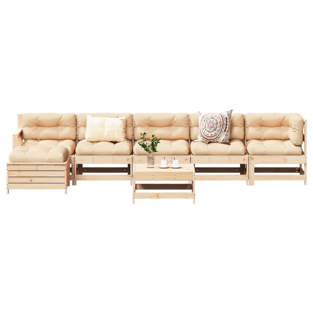 Set Salotto da Giardino 7 pz in Legno Massello di Pino