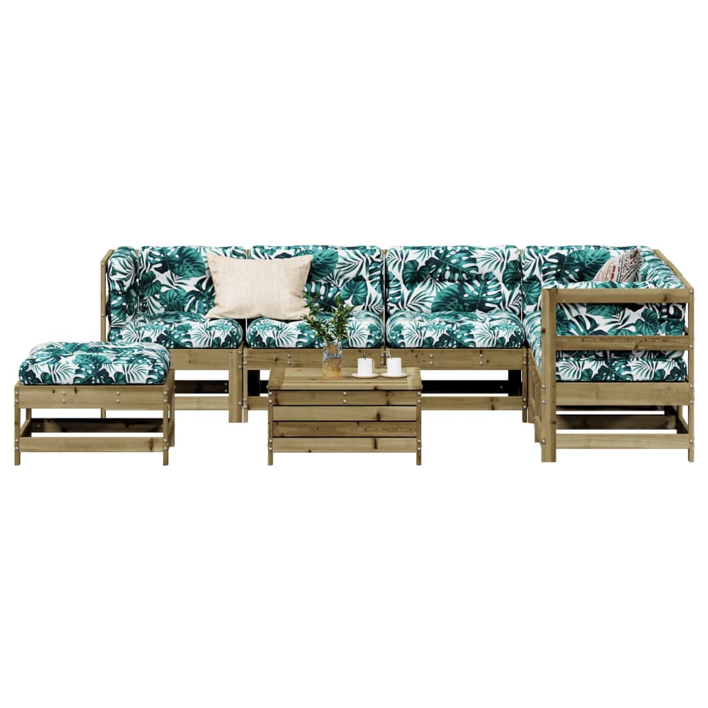 Set Divani da Giardino 8pz con Cuscini Legno Impregnato di Pino