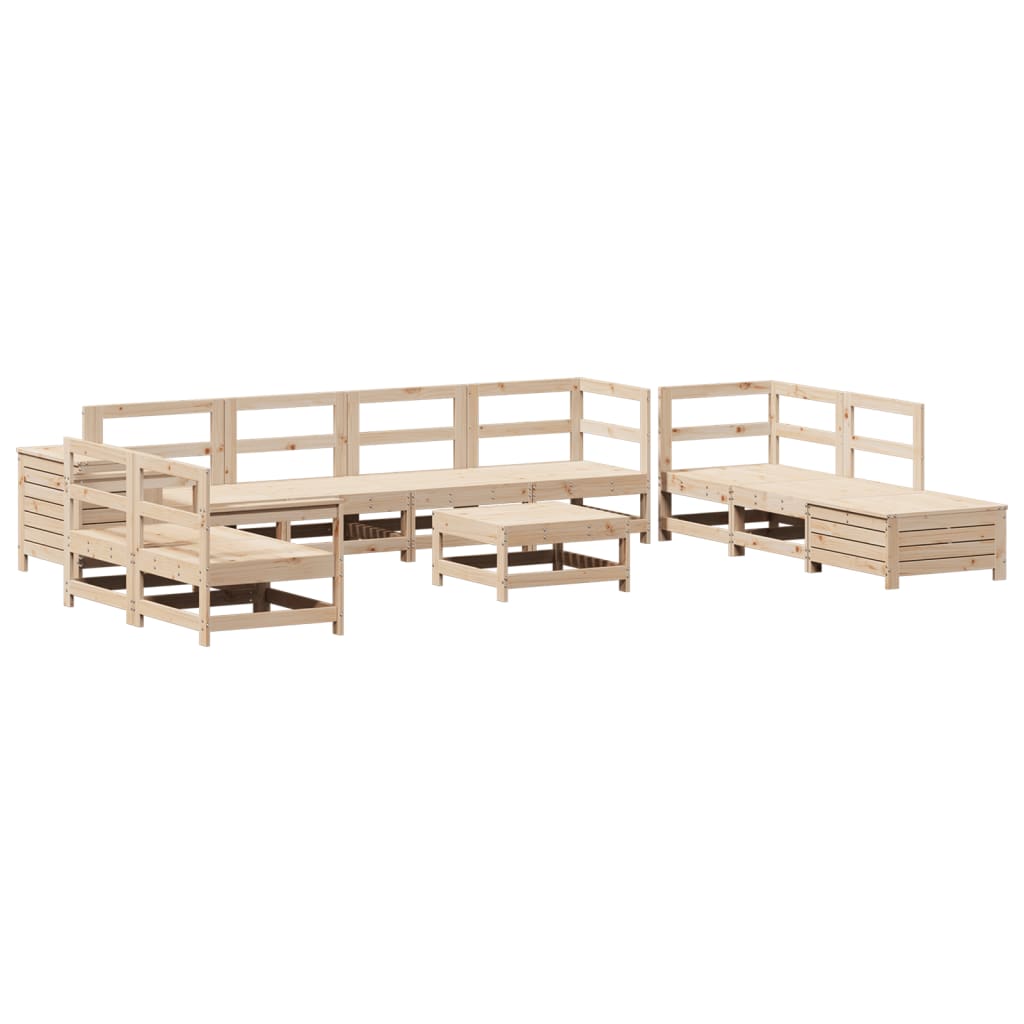 Set Divani da Giardino 11 pz in Legno Massello di Pino