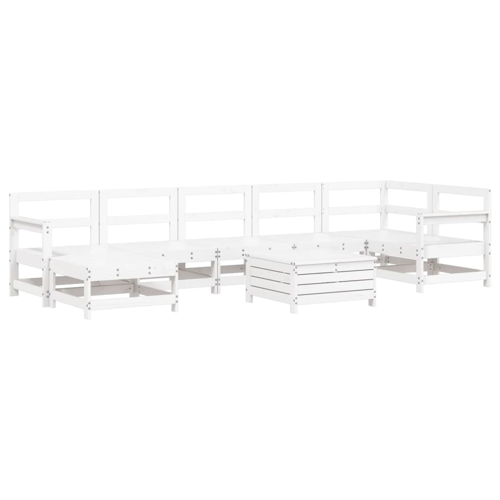 Set Divani da Giardino 8 pz in Legno Massello di Pino Bianco