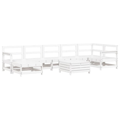 Set Divani da Giardino 8 pz in Legno Massello di Pino Bianco