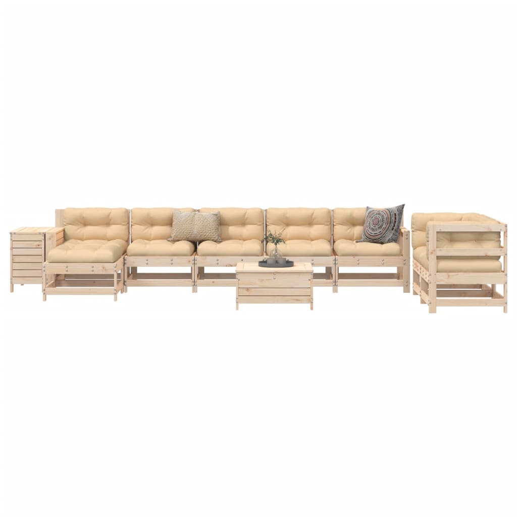 Set Divani da Giardino 10 pz in Legno Massello di Pino