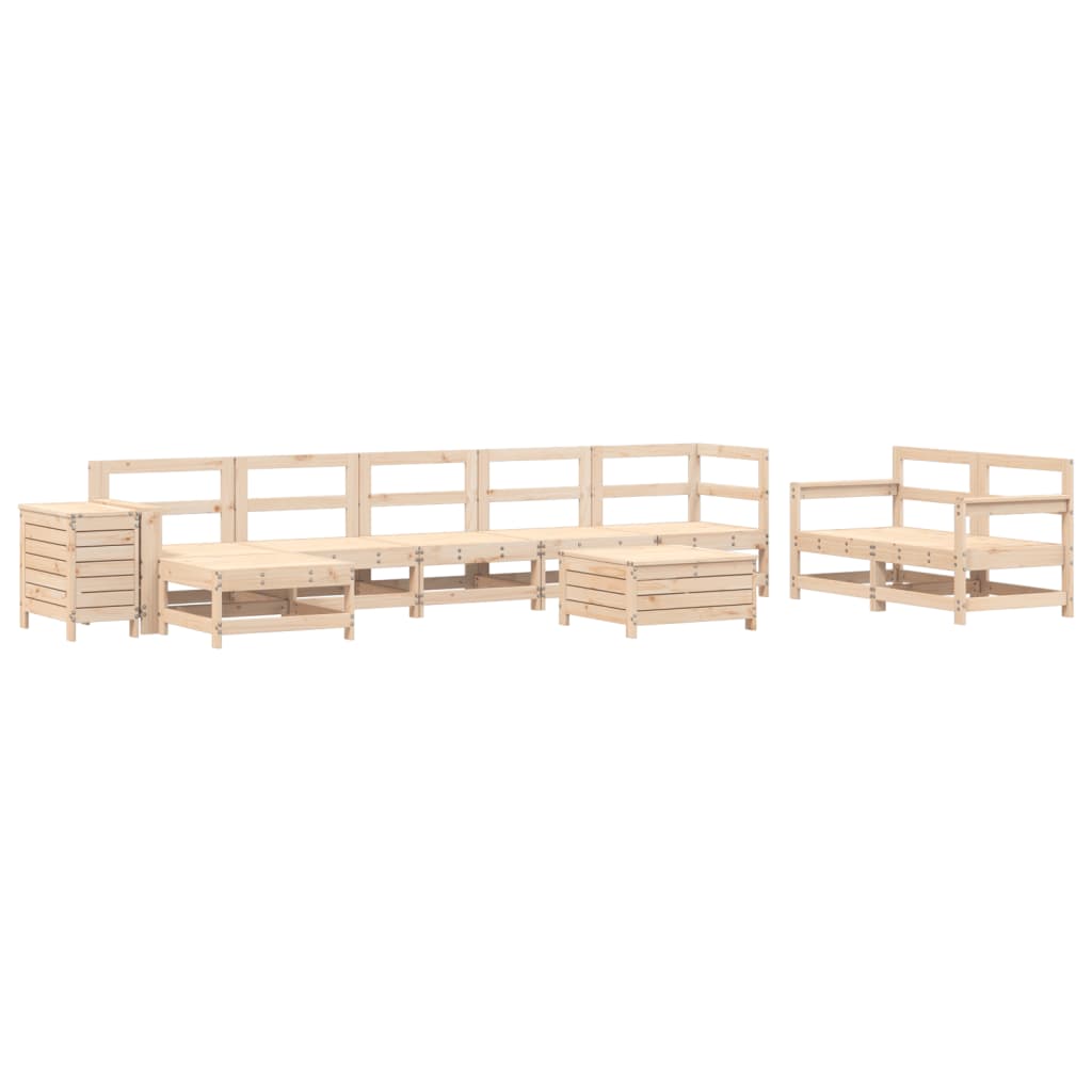 Set Divani da Giardino 10 pz in Legno Massello di Pino