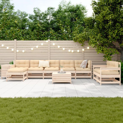 Set Divani da Giardino 10 pz in Legno Massello di Pino