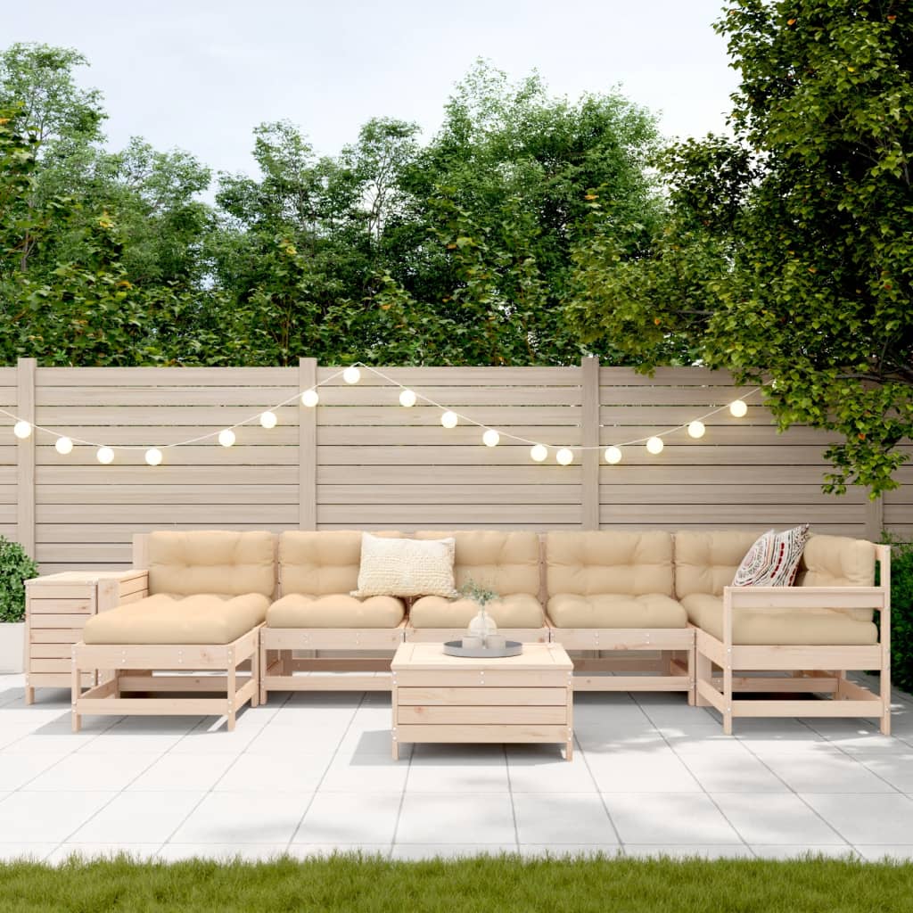 Set Divani da Giardino 9 pz in Legno Massello di Pino