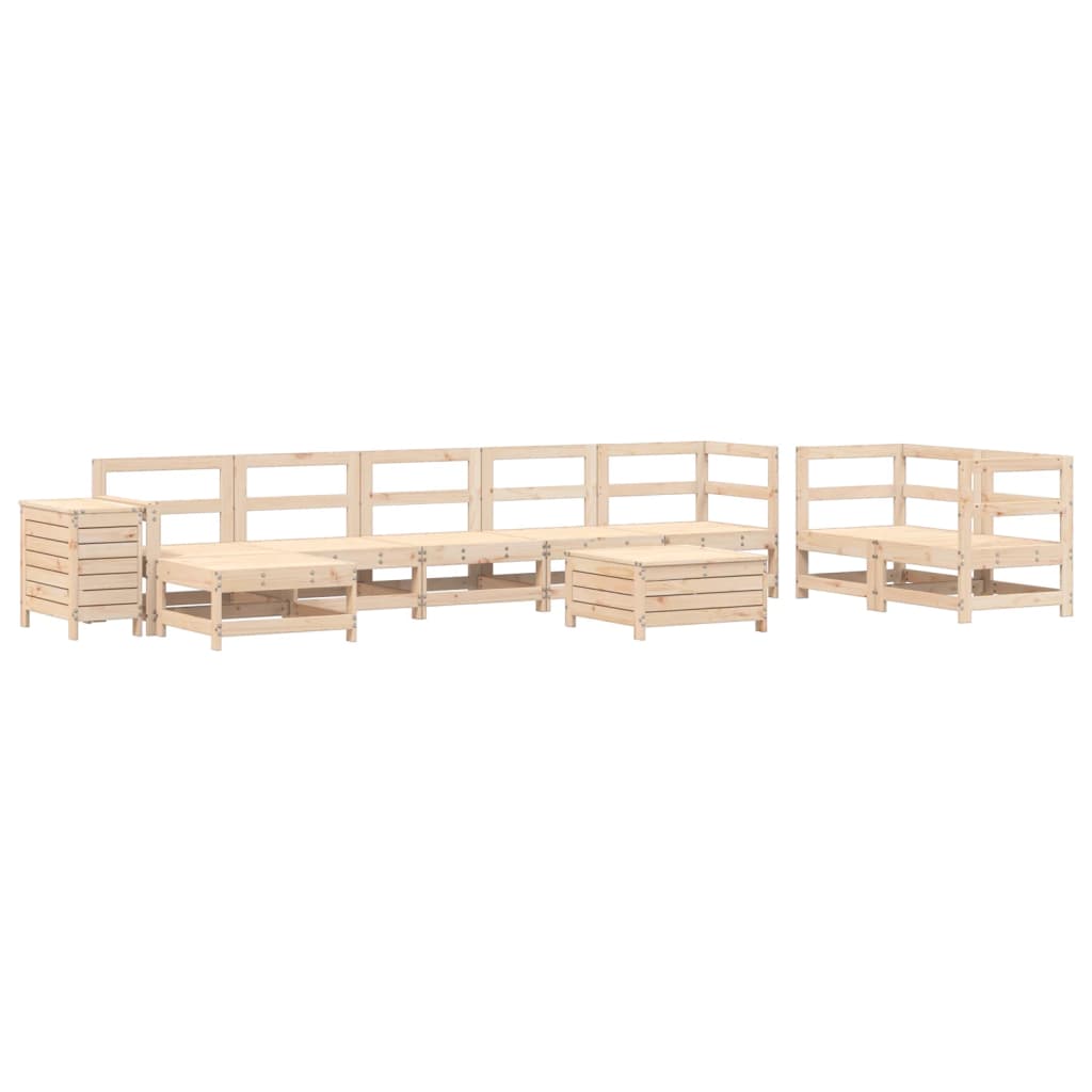 Set Divani da Giardino 10 pz in Legno Massello di Pino