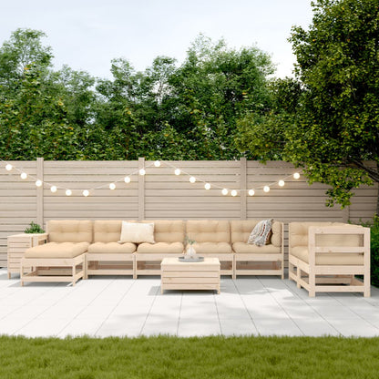 Set Divani da Giardino 10 pz in Legno Massello di Pino
