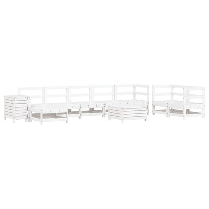 Set Divani da Giardino 10 pz in Legno Massello di Pino Bianco