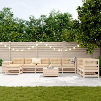 Set Divani da Giardino 10 pz in Legno Massello di Pino