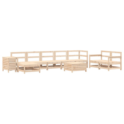 Set Divani da Giardino 10 pz in Legno Massello di Pino
