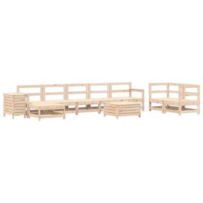 Set Divani da Giardino 10 pz in Legno Massello di Pino