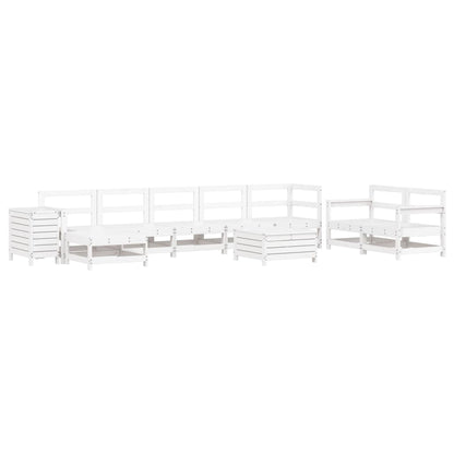 Set Divani da Giardino 10 pz Bianco in Legno Massello di Pino