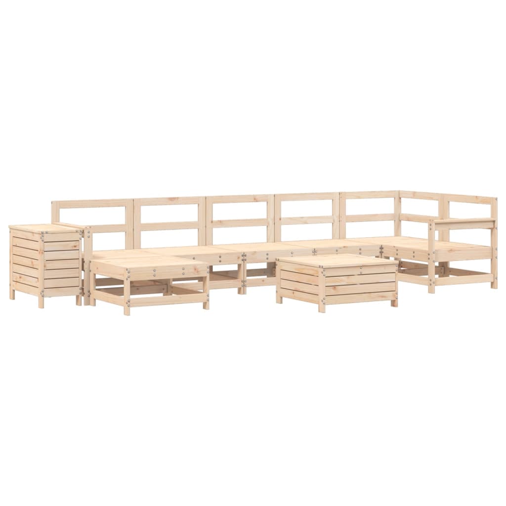 Set Divani da Giardino 9 pz in Legno Massello di Pino