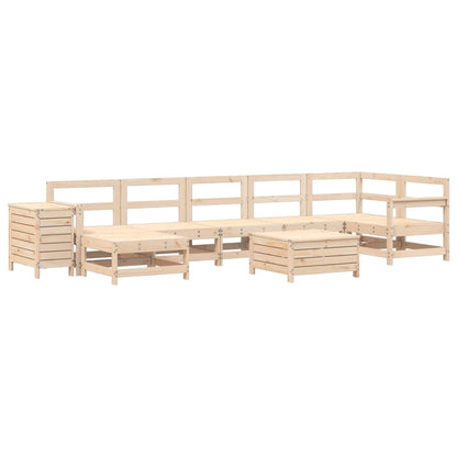 Set Divani da Giardino 9 pz in Legno Massello di Pino