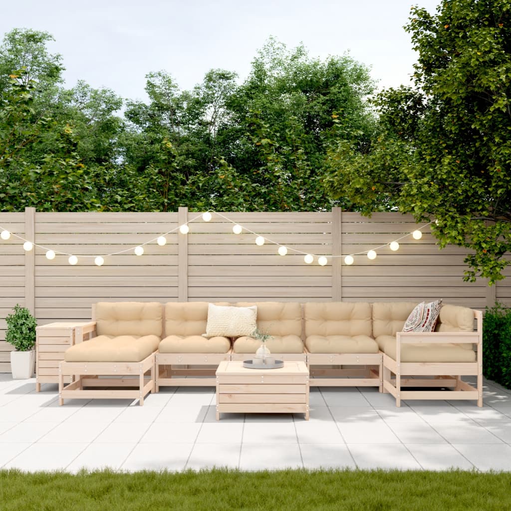 Set Divani da Giardino 9 pz in Legno Massello di Pino