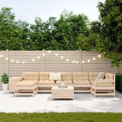 Set Divani da Giardino 9 pz in Legno Massello di Pino