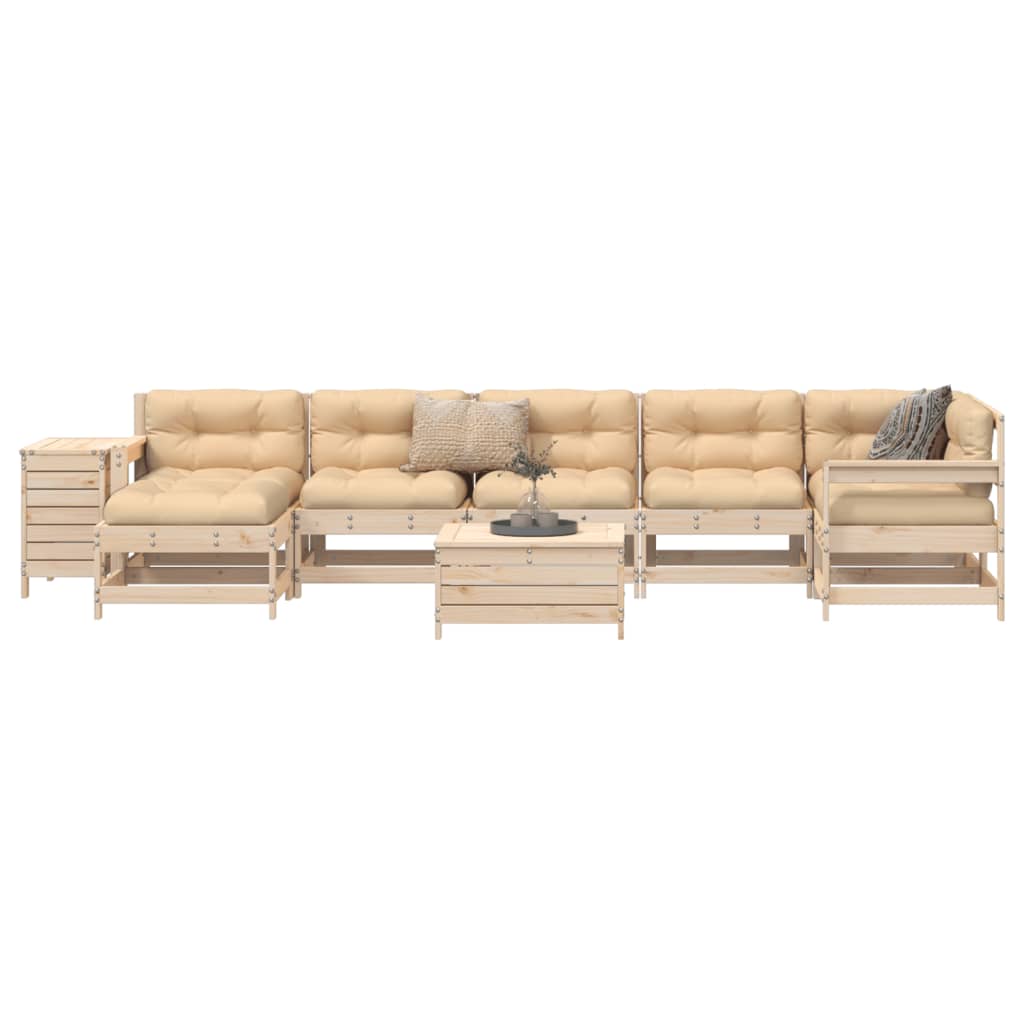 Set Divani da Giardino 9 pz in Legno Massello di Pino