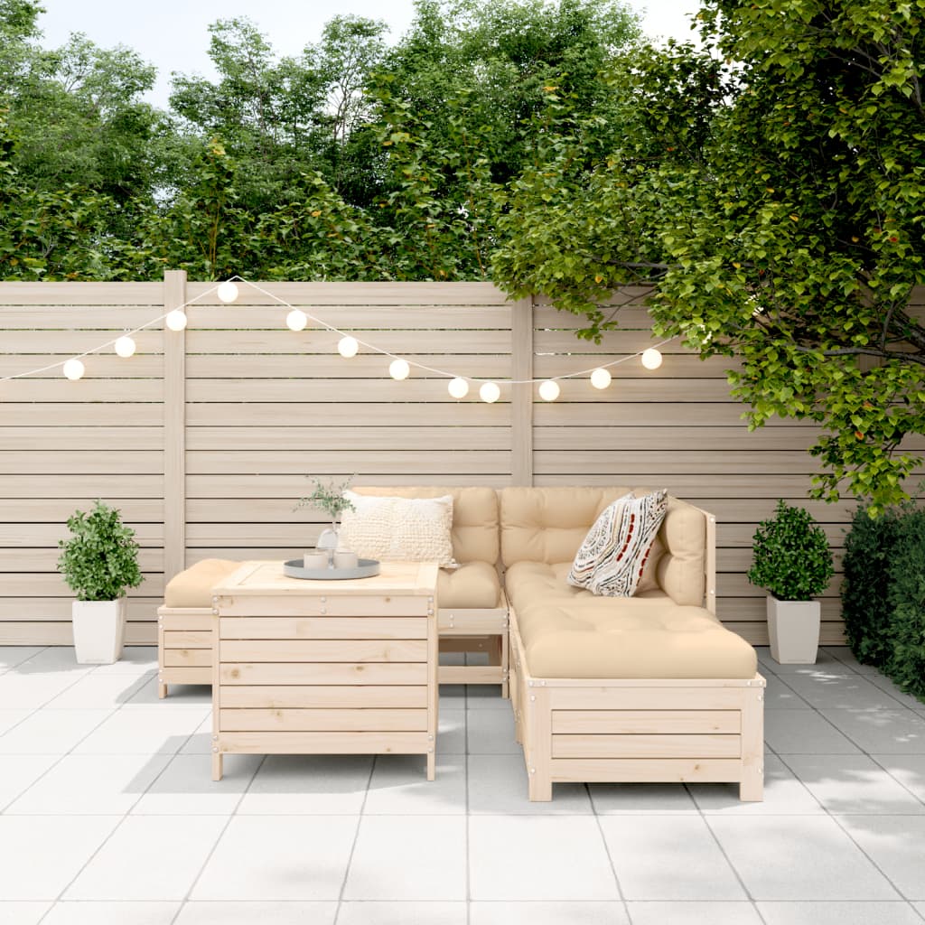 Set Divani da Giardino 6 pz in Legno Massello di Pino