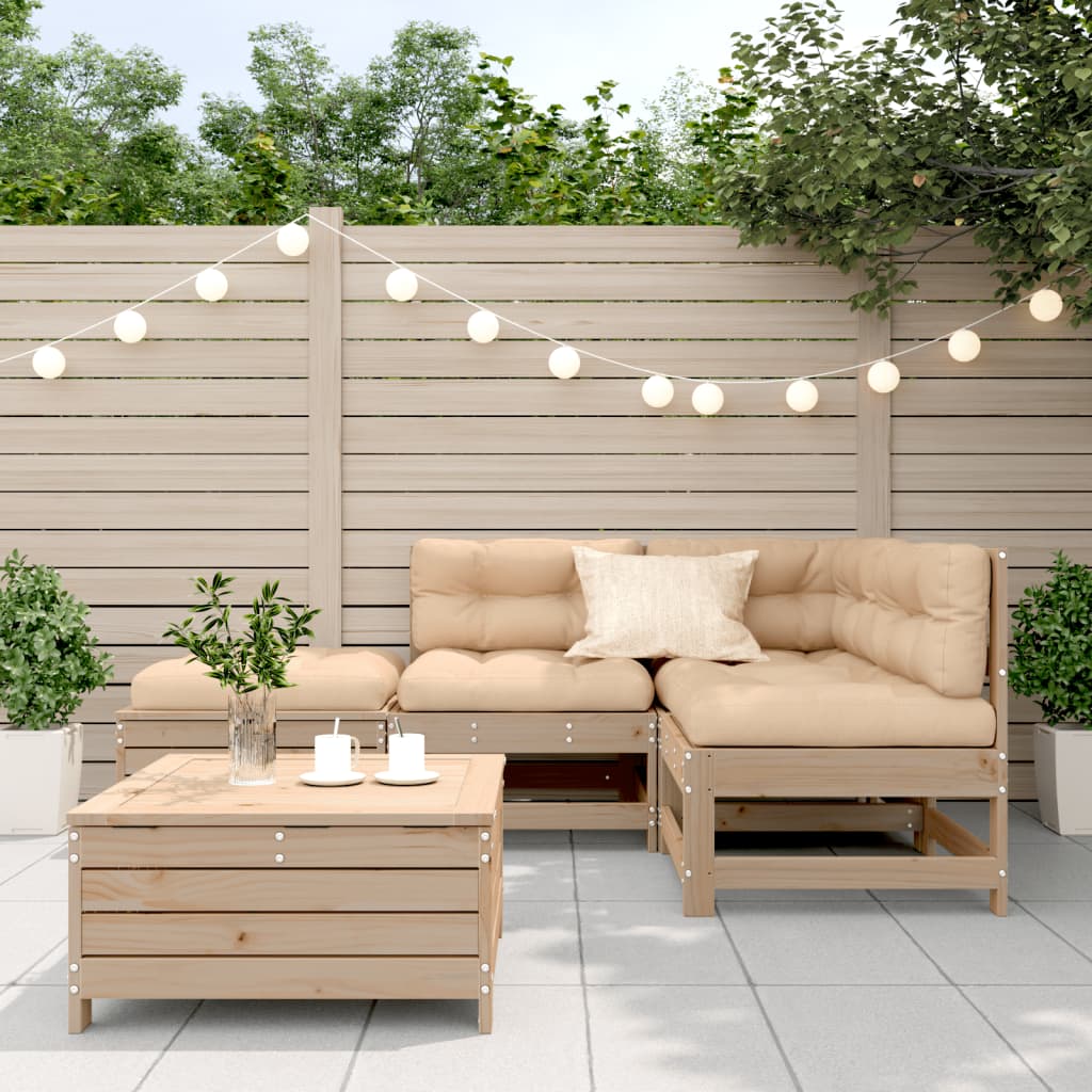 Set Divani Giardino 6 pz con Cuscini in Legno Massello di Pino