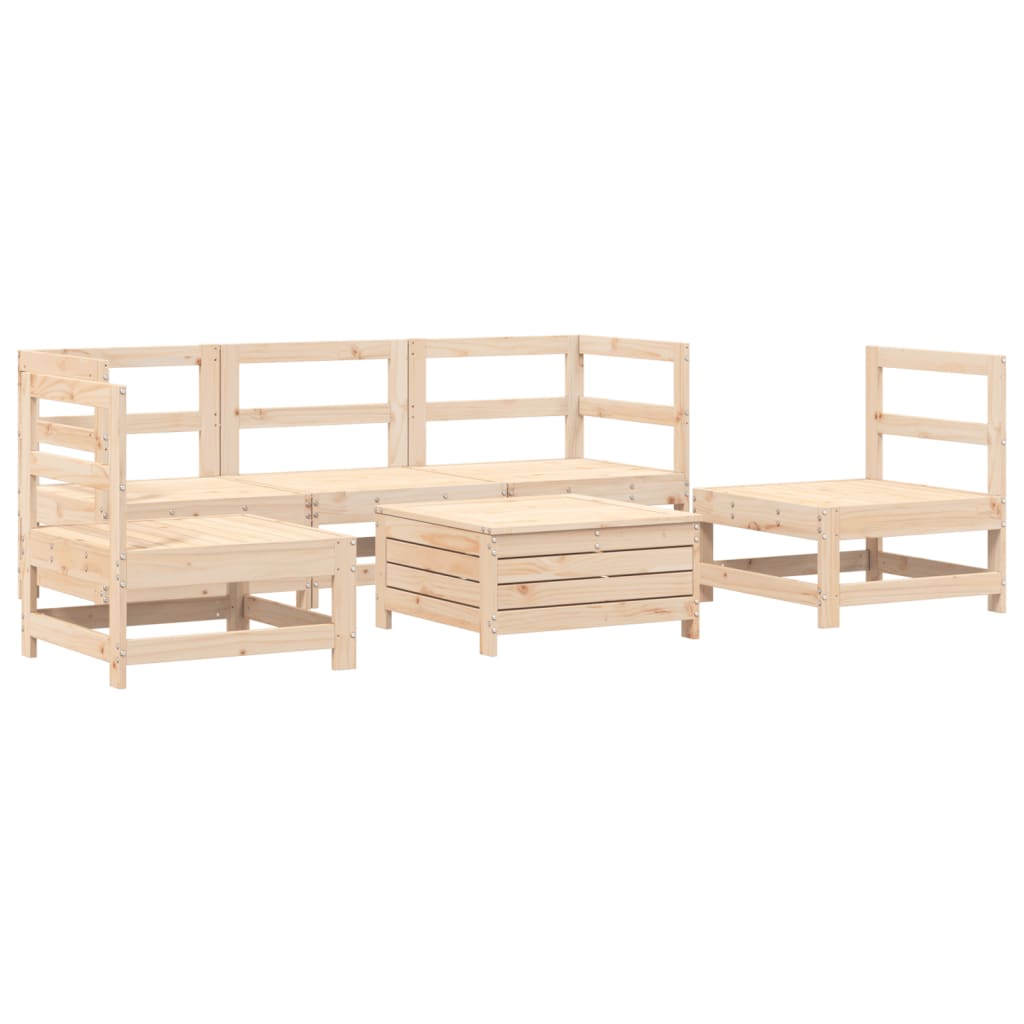 Set Divani da Giardino 6 pz in Legno Massello di Pino