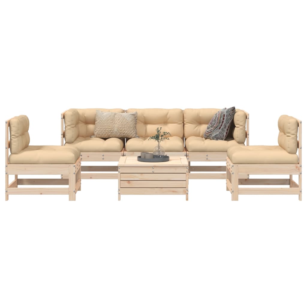Set Divani da Giardino 6 pz in Legno Massello di Pino