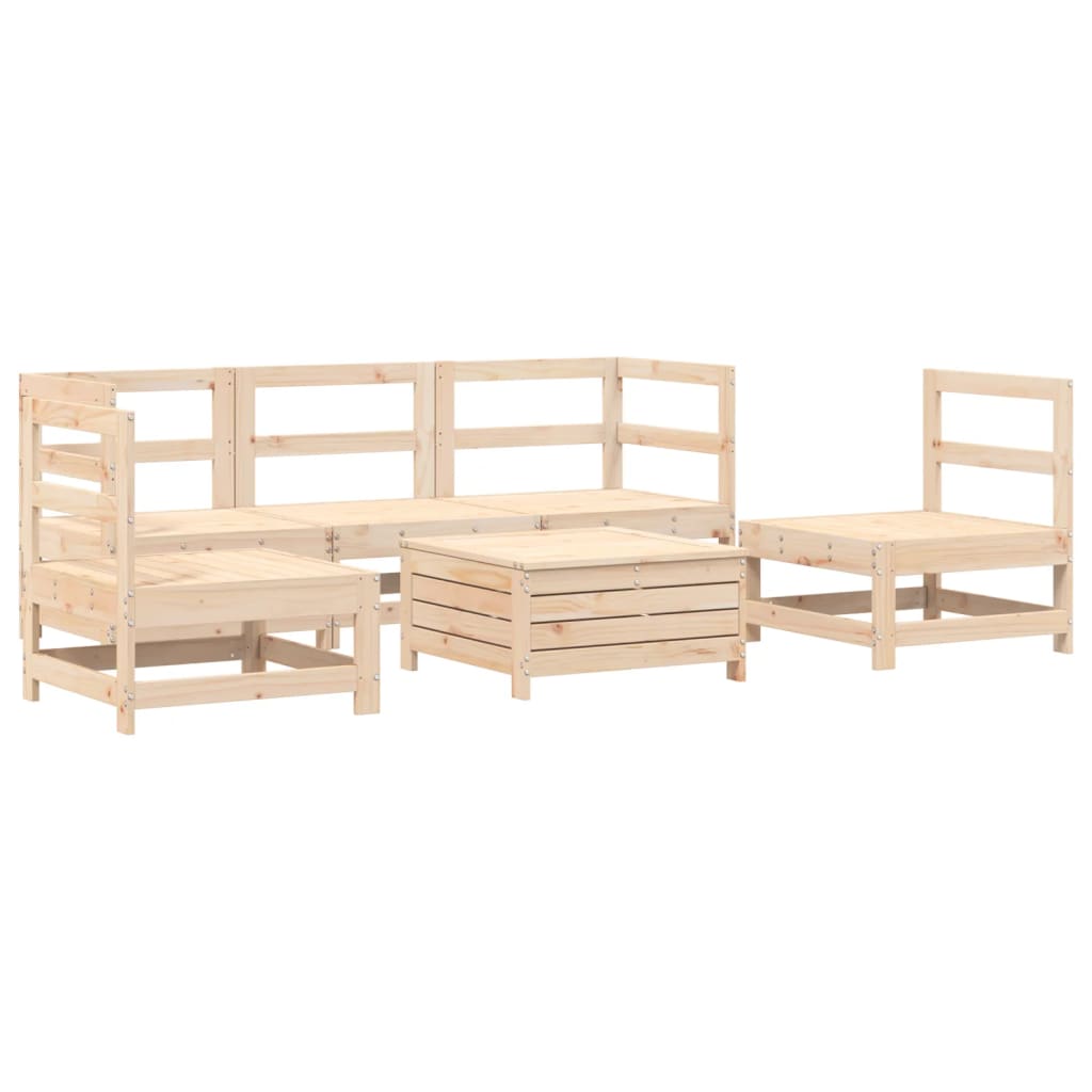 Set Divani da Giardino 6 pz in Legno Massello di Pino