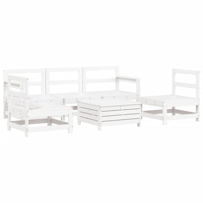 Set Divani da Giardino 6 pz Bianco in Legno Massello di Pino