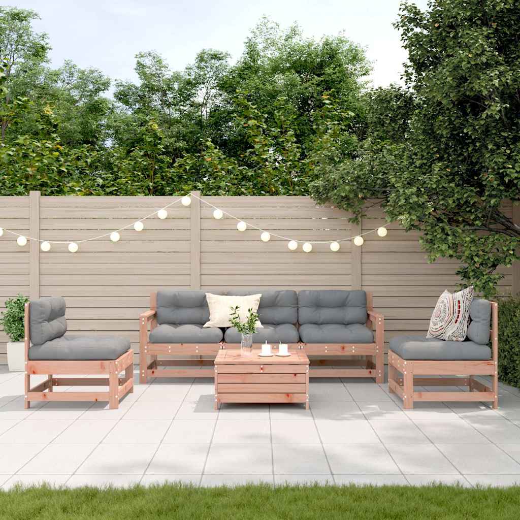Set Divani Giardino 6 pz con Cuscini Legno Massello di Douglas