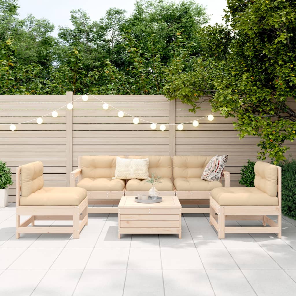 Set Divani da Giardino 6 pz in Legno Massello di Pino
