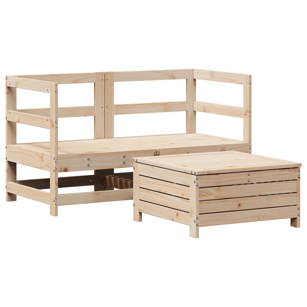 Set Divani da Giardino 3 pz in Legno Massello di Pino