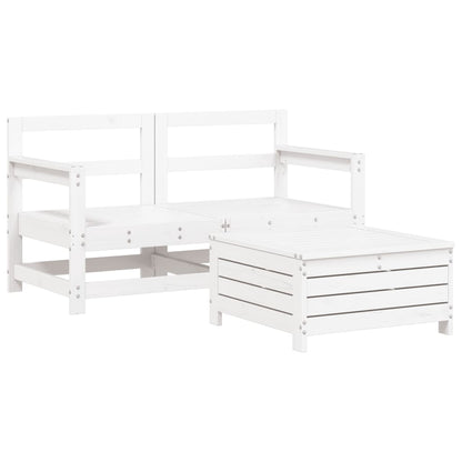 Set Divani da Giardino 3 pz Bianco in Legno Massello di Pino