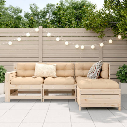 Set Divani da Giardino 4 pz in Legno Massello di Pino