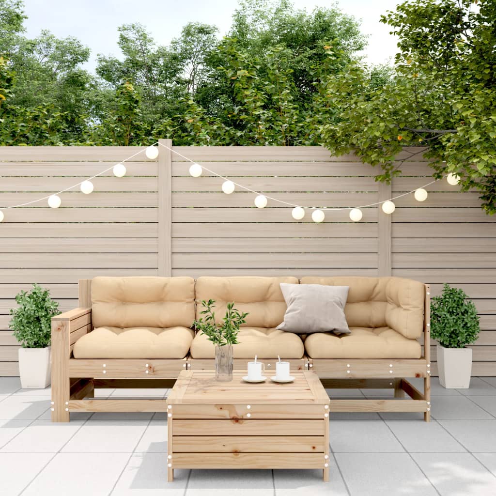 Set Divani da Giardino 4 pz con Cuscini Legno Massello di Pino