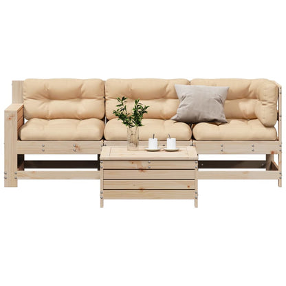 Set Divani da Giardino 4 pz con Cuscini Legno Massello di Pino