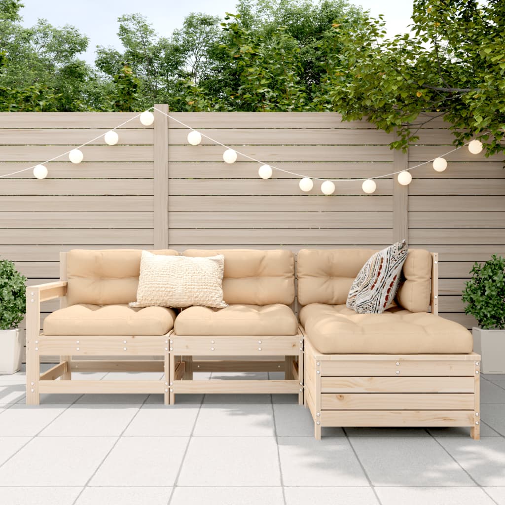 Set Divani da Giardino 4 pz in Legno Massello di Pino