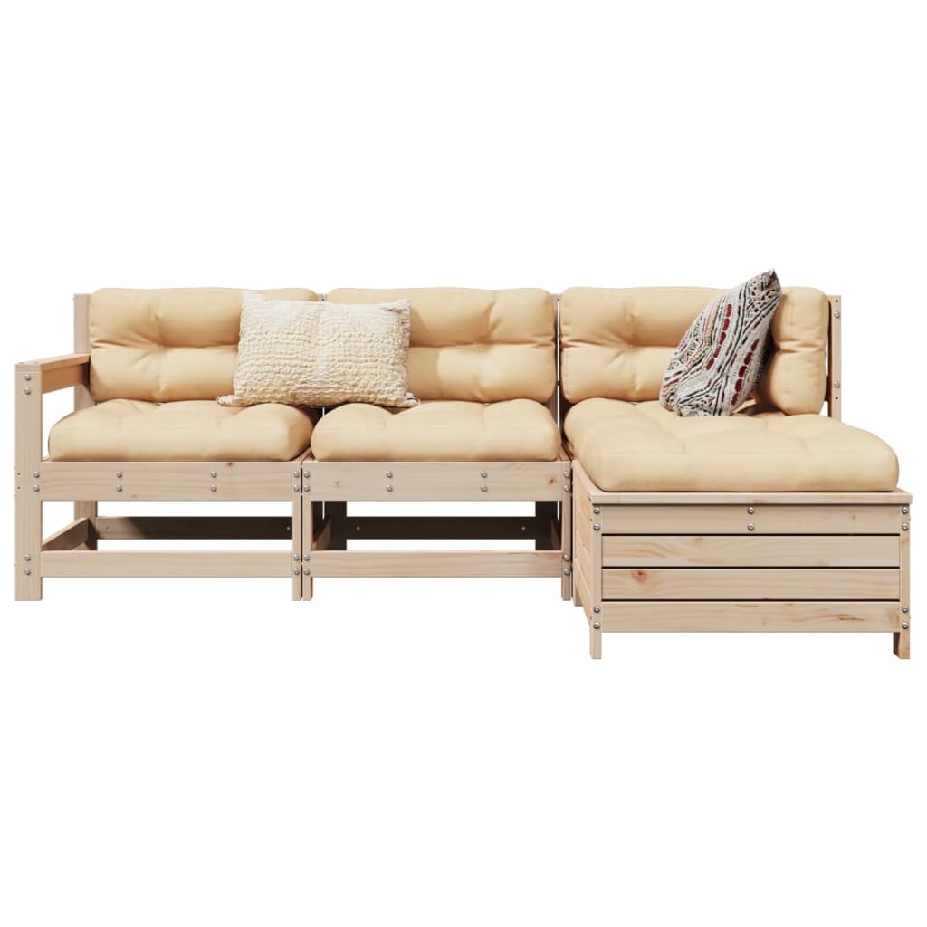 Set Divani da Giardino 4 pz in Legno Massello di Pino