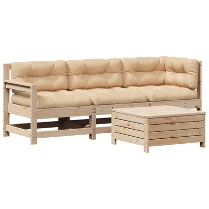 Set Divani da Giardino 4 pz con Cuscini Legno Massello di Pino