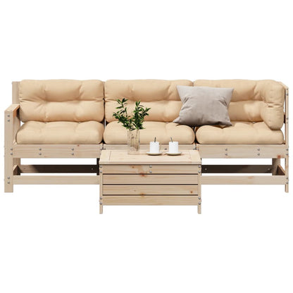 Set Divani da Giardino 4 pz con Cuscini Legno Massello di Pino
