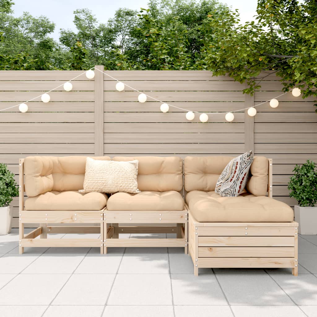 Set Divani da Giardino 4 pz in Legno Massello di Pino