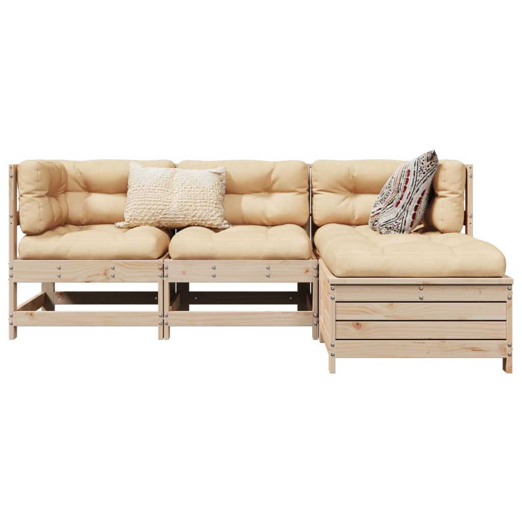 Set Divani da Giardino 4 pz in Legno Massello di Pino