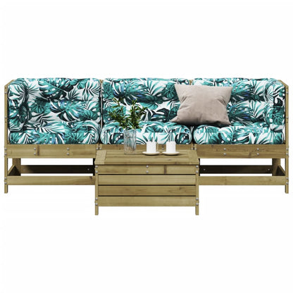 Set Divani da Giardino 4pz con Cuscini Legno Impregnato di Pino