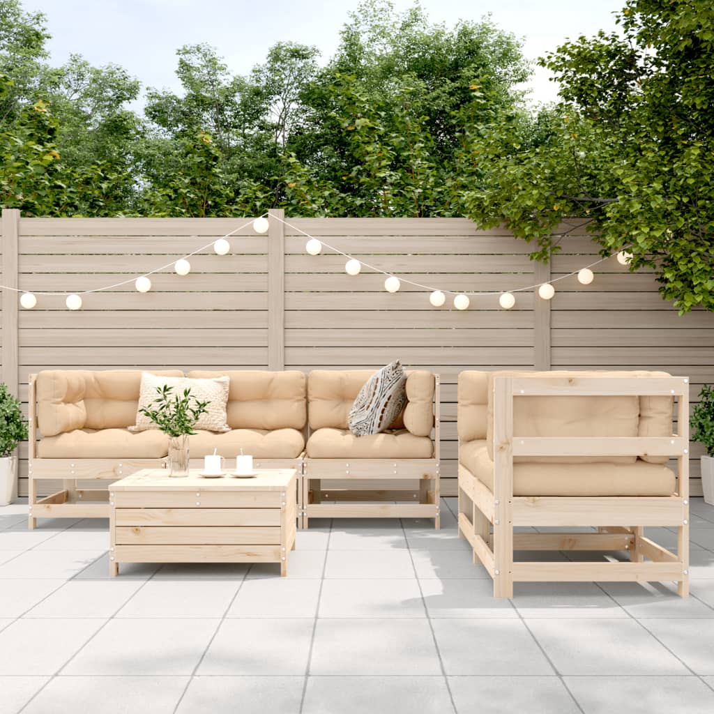 Set Divani da Giardino 6 pz in Legno Massello di Pino