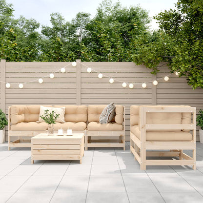 Set Divani da Giardino 6 pz in Legno Massello di Pino