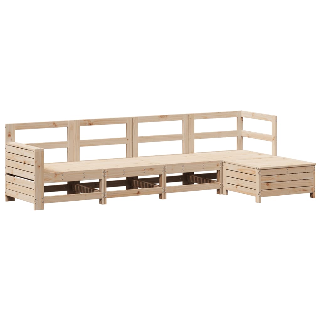 Set Divani da Giardino 5 pz in Legno Massello di Pino