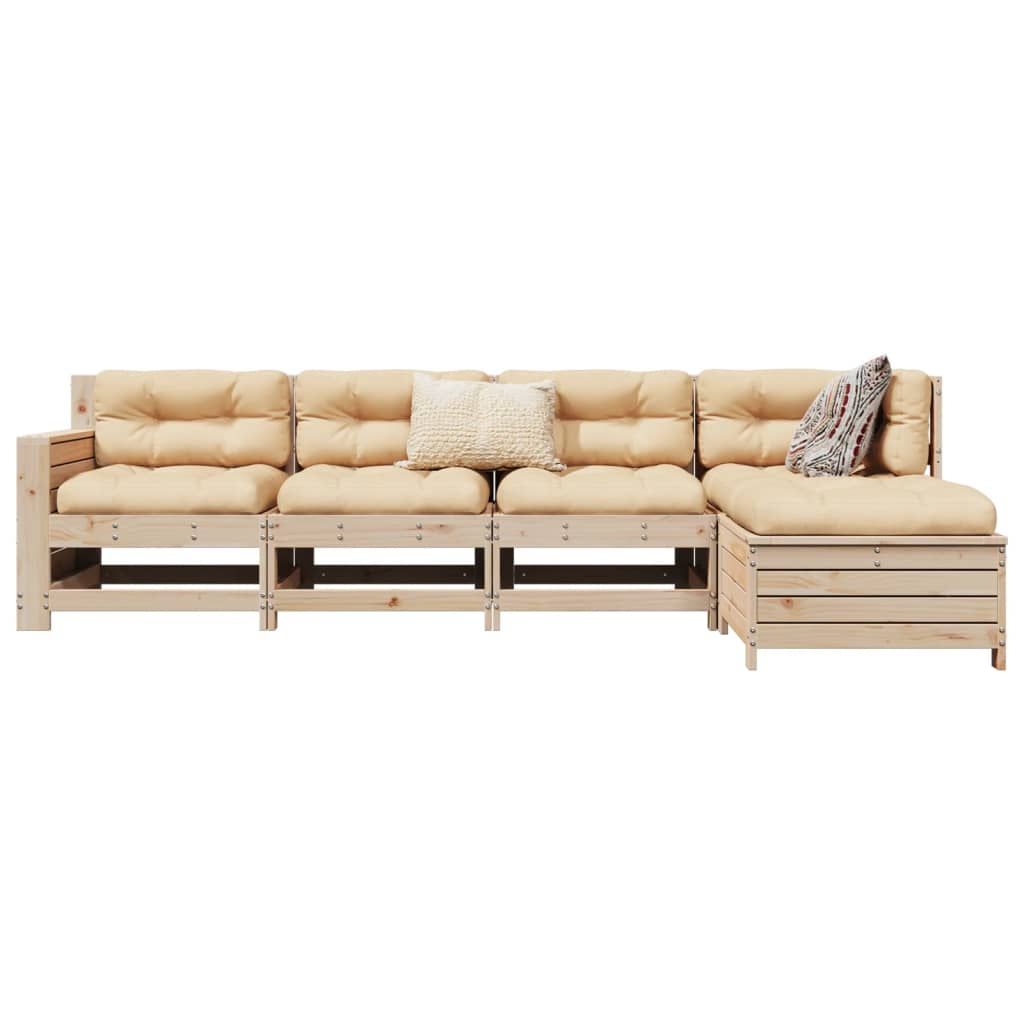 Set Divani da Giardino 5 pz in Legno Massello di Pino