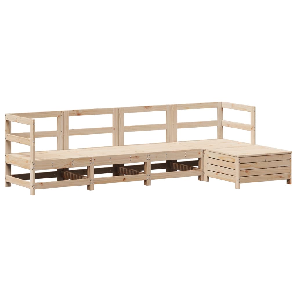 Set Divani da Giardino 5 pz in Legno Massello di Pino