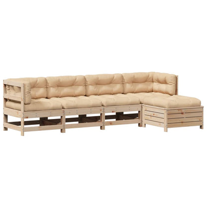 Set Divani Giardino 6 pz con Cuscini in Legno Massello di Pino