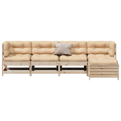 Set Divani Giardino 6 pz con Cuscini in Legno Massello di Pino